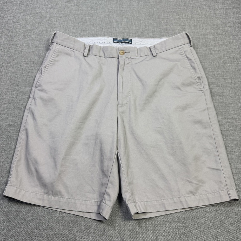 Peter Millar Chino Shorts Mens 35 Gray Cotton Canvas 9" Inseam Regular‎ Fit